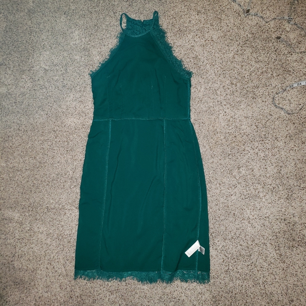 LOFT Lace Green Halter midi dress for special occasions - wedding, party, date - Picture 9 of 11